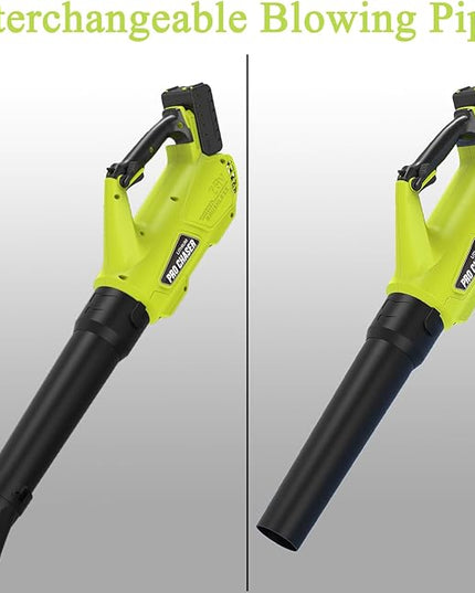 Pro Chaser Battery Powered Cordless Blower - 380 CFM with 2 X 4.0Ah 20V Batteries & Fast Charger, Lightweight Electric Leaf Blowers, 2 Variable Speed, Ideal for Yard, Patio & Sidewalk (Green) - LeafyLoom