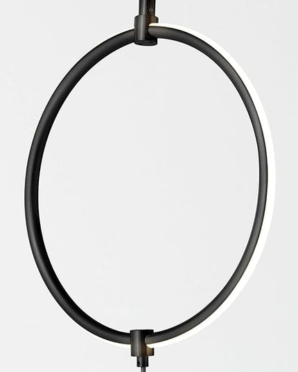 Brightech Nova Modern Floor Lamp Matches Living Room Décor - Contemporary Arc Tall Lamp with 3-Circle Ring-Style Pendant - Over The Couch Standing on Arching Pole - Eclectic- Black - LeafyLoom