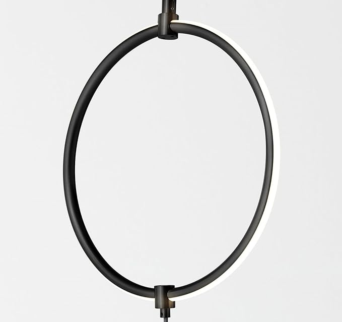 Brightech Nova Modern Floor Lamp Matches Living Room Décor - Contemporary Arc Tall Lamp with 3-Circle Ring-Style Pendant - Over The Couch Standing on Arching Pole - Eclectic- Black - LeafyLoom