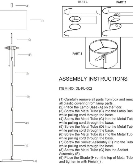 DEEPLITE Modern Floor Lamp, Tall Standing Lamp with 2 Bulb Socket for Office Bedroom Living Room Bright Lighting, Brushed Nickel Body, White Lampshade - LeafyLoom
