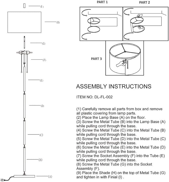 DEEPLITE Modern Floor Lamp, Tall Standing Lamp with 2 Bulb Socket for Office Bedroom Living Room Bright Lighting, Brushed Nickel Body, White Lampshade - LeafyLoom