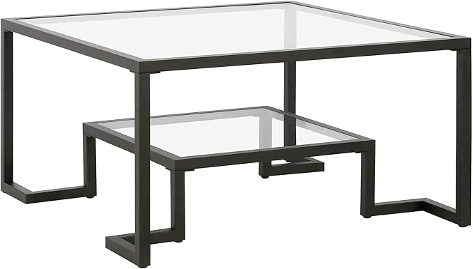 Henn&Hart 32" Wide Square Coffee Table in Satin Nickel, Modern coffee tables for living room, studio apartment essentials - LeafyLoom