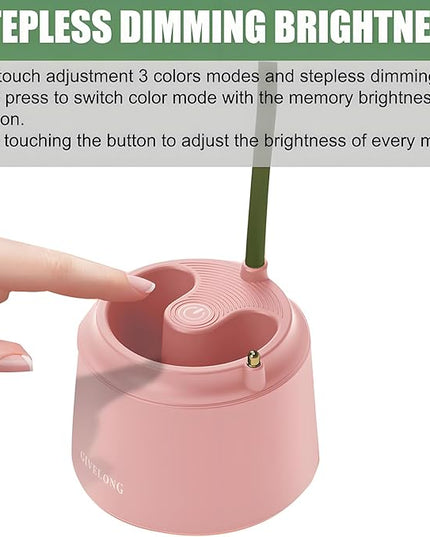 Cute LED Desk Lamp Kawaii Desk Accessories, Flower Bird Table lamp USB Rechargeable, 3 Color Modes, Stepless Dimming, Touch-Sensitive Switch Kawaii Room Decor Lamp, Eye Caring Reading Lamp (Green) - LeafyLoom