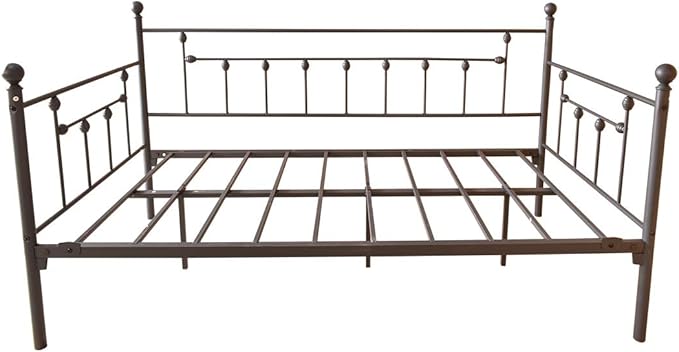 Metal Daybed Frame Twin Metal Slats Platform Base Box Spring Replacement Bed Sofa for Living Room Guest Room (Twin, Black Sanded) - LeafyLoom