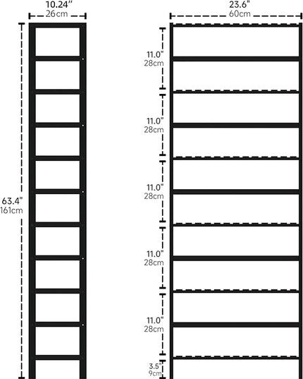 Bamboo Bookshelf, 6-Tier Tall Open Bookcase with Adjustable Shelves, Floor Standing Storage Shelf Unit for Living Room Bathroom Home Office, Black - LeafyLoom
