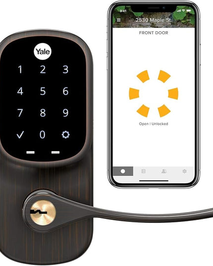 Yale Assure Lever, Wi-Fi Smart Door Lever (for Doors with no deadbolt) - Works with Yale Access App, Amazon Alexa, Google Assistant, HomeKit, Phillips Hue and Samsung SmartThings, Bronze Yale