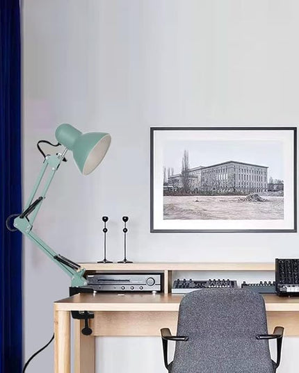 Led Desk Lamp with Clamp - Swing Arm Desk Lamp with 1 LED Cold Light Bulbs 6500K - Adjustable Table Lamp，Used for Office, Work, Study, Dormitory Reading and Eye Protection Desk Lamp (Green-01) - LeafyLoom