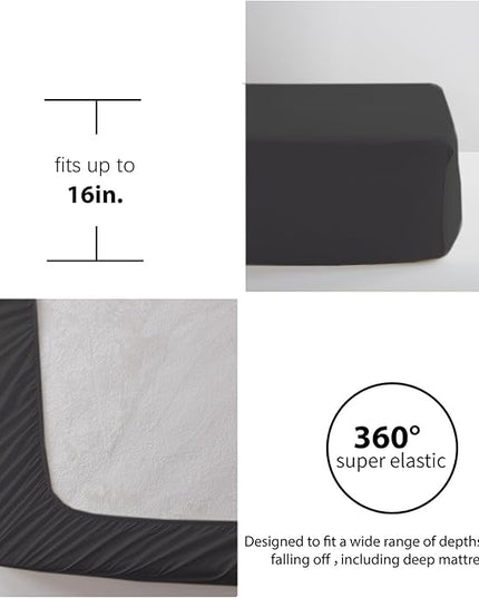 Anluoer King Comforter Set 7 Piece, Black Bed in a Bag with Sheets, Pom Pom Boho Bedding Comforter Sets with 1 Comforter, 2 Pillow Shams, 2 Pillowcases, 1 Flat Sheet, 1 Fitted Sheet - LeafyLoom