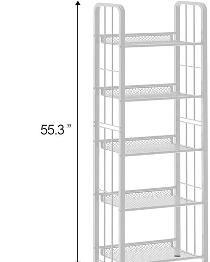 White 5 Tiers Tall Bookshelf, Industrial Storage Shelf, Multifunctional Narrow Bookcase, Display Standing Shelf Units for Living Room, Bedroom, Kitchen - LeafyLoom