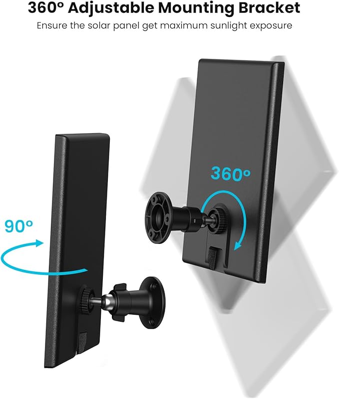ieGeek Solar Panel for Wireless Outdoor Security Camera, Compatible with DC 5V Rechargeable Battery Powered Surveillance Cam,5V 1A 3W Type C Port, 9.5ft Cable, Adjustable Mounting Bracket(No Camera) ieGeek