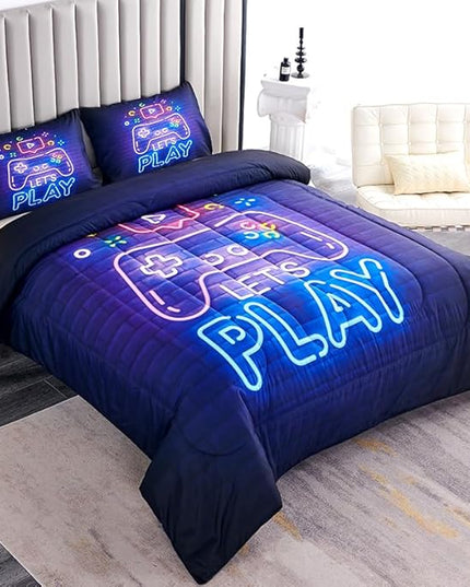 Teen Boy Comforter Set Queen,Kids Comforter Set for Boys,Gamer Bedding Sets for Boys,Boys Queen Bedding Set,Gaming Comforter Sets Including 1 Gaming Comforter&2 Pillowcases - LeafyLoom