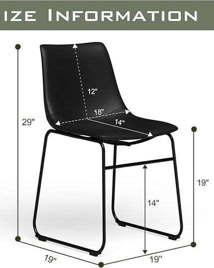 NicBex Retro Side Chair Dining Chair with Metal Legs for Kitchen, Living, Dining Room, Set of 2, (Black Color) (A-GE17014-USSU014) - LeafyLoom
