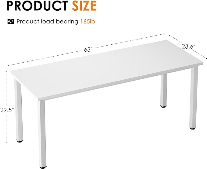Need 63 Inch Large Computer Desk - Modern Simple Style Home Office Desk Gaming Desk, Basic Writing Table for Study Student, White Desk - LeafyLoom