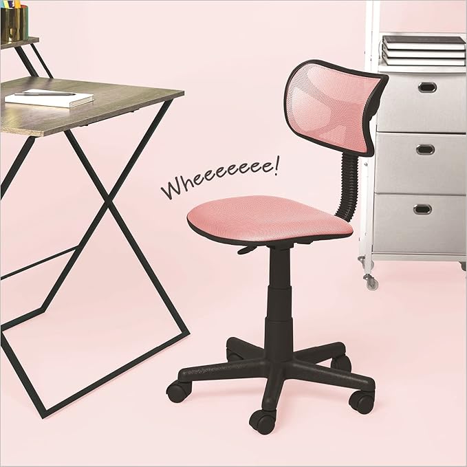 Swivel Mesh Desk Chair, Blush 21D x 21W x 34H in - LeafyLoom