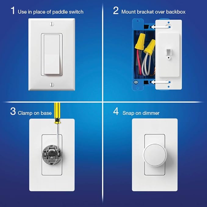 Lutron Aurora Wallplate Bracket For Paddle/Decorator Switch | For use with Aurora Smart Bulb Dimmer | L-AWALL1-WH | White Lutron