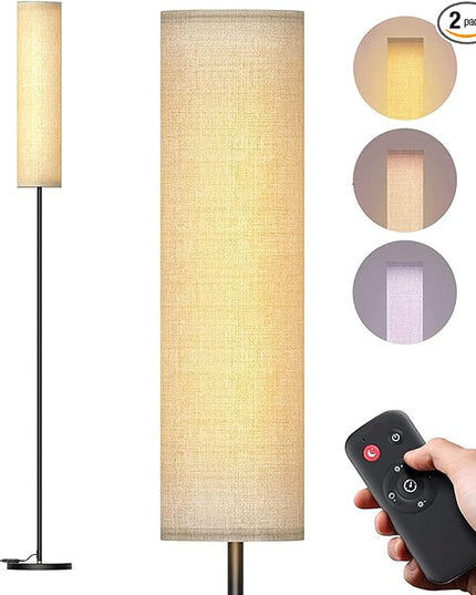Floor Lamp,4 Color Temperature Modern LED Standing Lamp,Stepless Dimmer Remote Control Floor Lamps for Living Room/Bedroom/Office,3000k-7000k Elegant Tall Lamps with Linen Lamp Shade,Timmer - LeafyLoom
