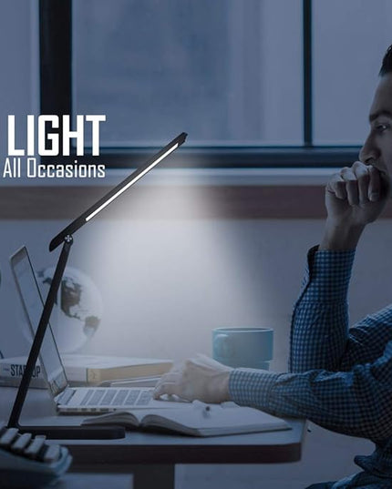 AULTRA LED DESK LAMP LIGHT - Touch Control Desk Lamp with Multiple Brightness Level - Lights for Bedroom, The Office Desk, Reading Lamps, Bedside Table and Standing Desk (Black) - LeafyLoom