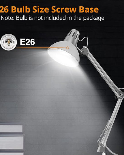 LEPOWER Floor Lamp, Swing Arm Floor Standing Lamp, Industrial Floor Lamp with Heavy Metal Base, E26 Lamp Base Floor Light, Modern Standing Reading Lamp for Living Room, Bedroom, Office White - LeafyLoom