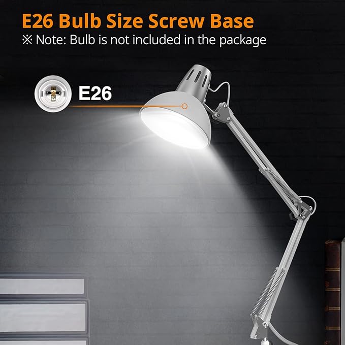LEPOWER Floor Lamp, Swing Arm Floor Standing Lamp, Industrial Floor Lamp with Heavy Metal Base, E26 Lamp Base Floor Light, Modern Standing Reading Lamp for Living Room, Bedroom, Office White - LeafyLoom