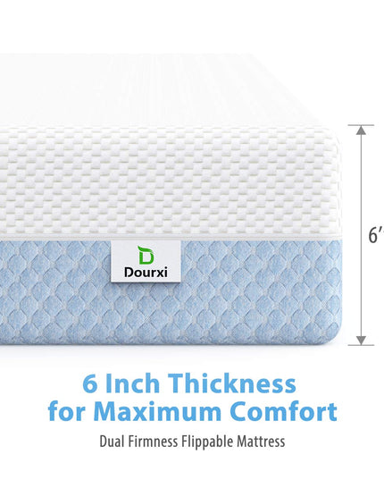 Crib Mattress, Dual Sided Comfort Memory Foam Toddler Bed Mattress, Triple-Layer Breathable Premium Baby Mattress for Infant and Toddler w/Removable Outer Cover - White&Blue - LeafyLoom