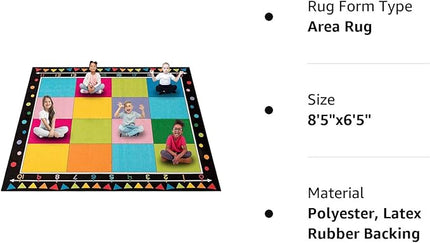 Booooom Jackson Classroom Carpet, Children's Classroom Rug 8'5"x6'5”Kid Rug with Non-Slip Backing,Children's Classroom Educational Seating Carpet Elementary - LeafyLoom
