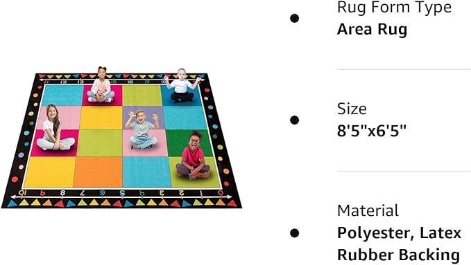 Booooom Jackson Classroom Carpet, Children's Classroom Rug 8'5"x6'5”Kid Rug with Non-Slip Backing,Children's Classroom Educational Seating Carpet Elementary - LeafyLoom