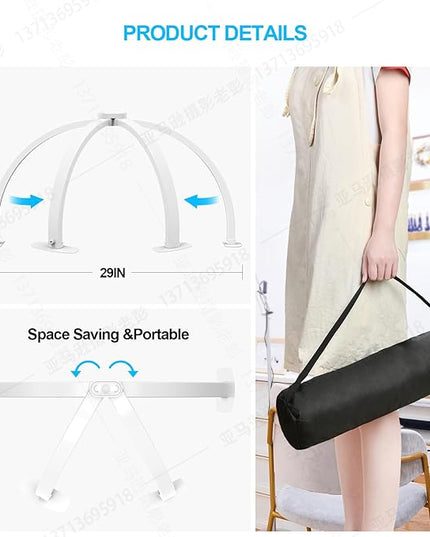 Foldable Large Half Moon LED Light for Table Nail Desk with Phone Stand, Upgrade Arch Light for Nail Techs with Wire Controller for Manicure Tattoo Beauty (White, large) - LeafyLoom