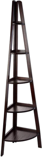 Casual Home 5-Shelf Corner Ladder Bookcase, Espresso - LeafyLoom