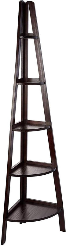 Casual Home 5-Shelf Corner Ladder Bookcase, Espresso - LeafyLoom