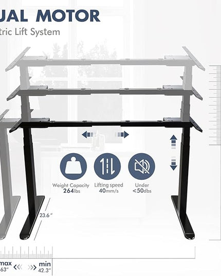 AIMEZ0 Dual Motor Sit Stand Desk Adjustable Electric Standing Desk Frame with LCD Touch Screen Adjustable Height 27.4-45.6 inches for Home & Office Table Black - LeafyLoom
