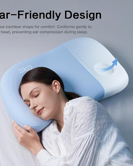 SKG Cooling Pillow with Cochlear Shape and Whale-Inspired Design for Back & Side Sleeper Night's Sleep, Soft and Breathable, Ergonomic Neck Pillow… - LeafyLoom