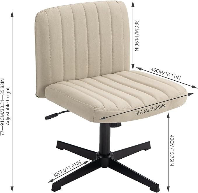 Panana Office Chair Fabric Padded Seat Armless Desk Chair Swivel Computer Task Chair Mid-Back No Wheels Accent Chair (Beige) - LeafyLoom