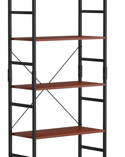 NUMENN 5 Tier Bookshelf, Tall Bookcase Shelf Storage Organizer, Modern Book Shelf for Bedroom, Living Room and Home Office, Teak - LeafyLoom