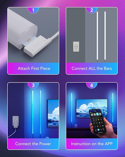 Govee Glide Wall Lights, RGBIC LED Lights, Smart Gaming Lights Works with Alexa and Google Assistant, RGB Light Bar, LED Wall Lights for Bedroom, 2 Panels Set (3 Sections/Panel) Govee