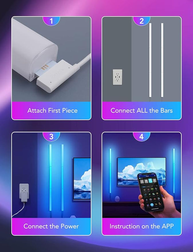 Govee Glide Wall Lights, RGBIC LED Lights, Smart Gaming Lights Works with Alexa and Google Assistant, RGB Light Bar, LED Wall Lights for Bedroom, 2 Panels Set (3 Sections/Panel) Govee