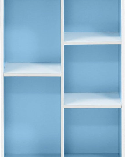 Furinno 5-Cube Reversible Open Shelf, White/Light Blue 11069WH/LBL - LeafyLoom