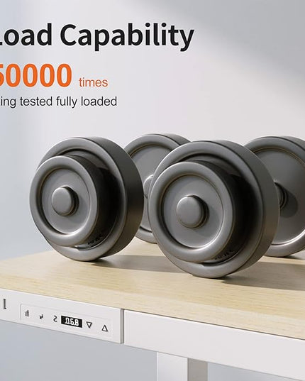 Electric Standing Desk with Drawers, Whole Piece 48 Inches Adjustable Height Desk, Modern Sit Stand Up Desk,Ergonomic Rising Desk for Home Office Workstation, Light Wood - LeafyLoom