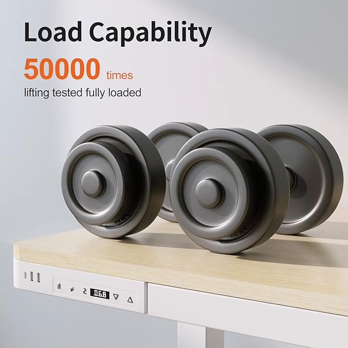 Electric Standing Desk with Drawers, Whole Piece 48 Inches Adjustable Height Desk, Modern Sit Stand Up Desk,Ergonomic Rising Desk for Home Office Workstation, Light Wood - LeafyLoom