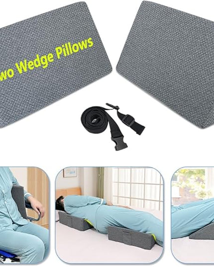 KAAMOS Positioning Wedge Pillow for Side Sleeping Bed Wedges for Adults (2 in 1) Bed Sore Turning Wedges for Elderly Bed Foam Incline Wedge Positioning Pillows for Bedridden After Surgery - LeafyLoom