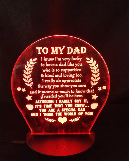 3D lamp Dad Gifts from Daughter Son, Father's birthday Gift Night Light, 7 Colors Engraved Thanksgiving Day Gift for Dad,to My Dad Birthday Gifts from Kids, Idea for Fathers Day - LeafyLoom