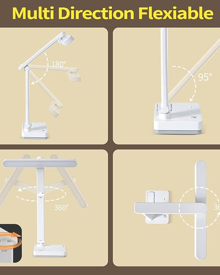 Cordless Desk Table Lamp Reading Light Rechargeable Battery 4000mah, Tall & Large Light 50 LED,Touch 3 Modes,2 Ways Power,Dimmable, Bedroom Bedside Lamp,20 Inch - LeafyLoom