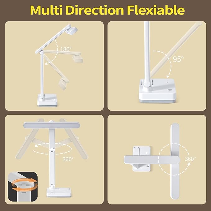 Cordless Desk Table Lamp Reading Light Rechargeable Battery 4000mah, Tall & Large Light 50 LED,Touch 3 Modes,2 Ways Power,Dimmable, Bedroom Bedside Lamp,20 Inch - LeafyLoom