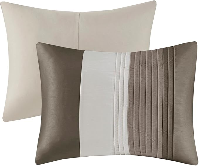 Madison Park Amherst 7 Piece Full Comforter Set, Khaki, Natural - LeafyLoom