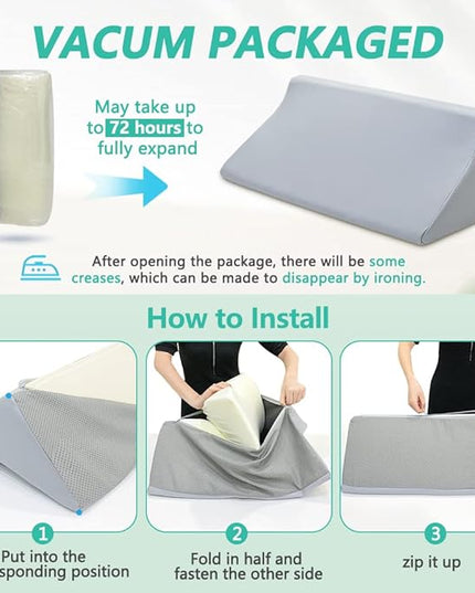 Wedge Pillow Post Surgery for Sleeping Bed Body Positioners Triangle Incline Waterproof Hospital Wedges Prevent Back Bed Sores Support Side Sleep Bedridden Patient Pregnancy Medical Turnover Device - LeafyLoom