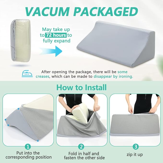Wedge Pillow Post Surgery for Sleeping Bed Body Positioners Triangle Incline Waterproof Hospital Wedges Prevent Back Bed Sores Support Side Sleep Bedridden Patient Pregnancy Medical Turnover Device - LeafyLoom
