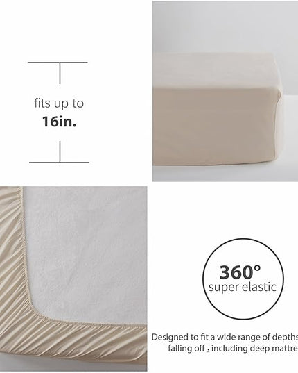 Anluoer Queen Comforter Set, Beige Tufted Bed in a Bag 7 Pieces with comforters and sheets, All Season Bedding Sets with 1 Comforter, 2 PillowShams, 2 Pillowcases, 1 Flat Sheet, 1 Fitted Sheet - LeafyLoom