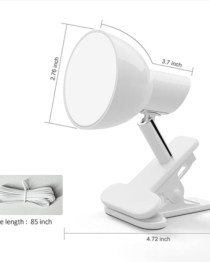 LED Clip on Light Book Reading 5W Super Bright 330° Rotation Clip on Lamp for Bed/Desk Lamp with Clamp White - LeafyLoom