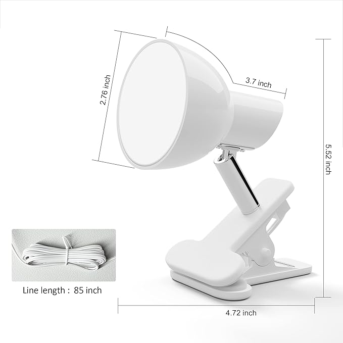 LED Clip on Light Book Reading 5W Super Bright 330° Rotation Clip on Lamp for Bed/Desk Lamp with Clamp White - LeafyLoom
