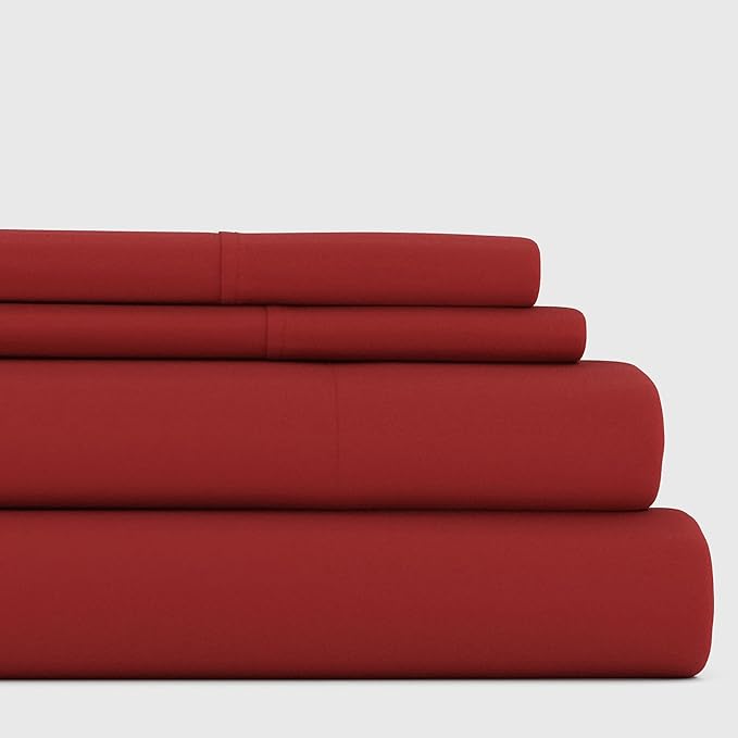 Linen Market Bed Sheets for King Size Bed (Burgundy) - Sleep Better Than Ever with These Soft and Cooling King Sheets - Deep Pocket Fits 16" Thick Beds - 4 Piece King Sheet Set - LeafyLoom