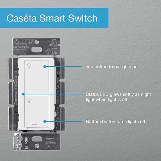 Lutron Caseta Smart Switch Starter Kit | Compatible with Alexa, Apple HomeKit, and the Google Assistant | P-BDG-PKG1WS | White Lutron